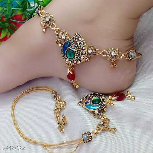Modern Fancy Women Gold Plated Peacock Anklet - 1