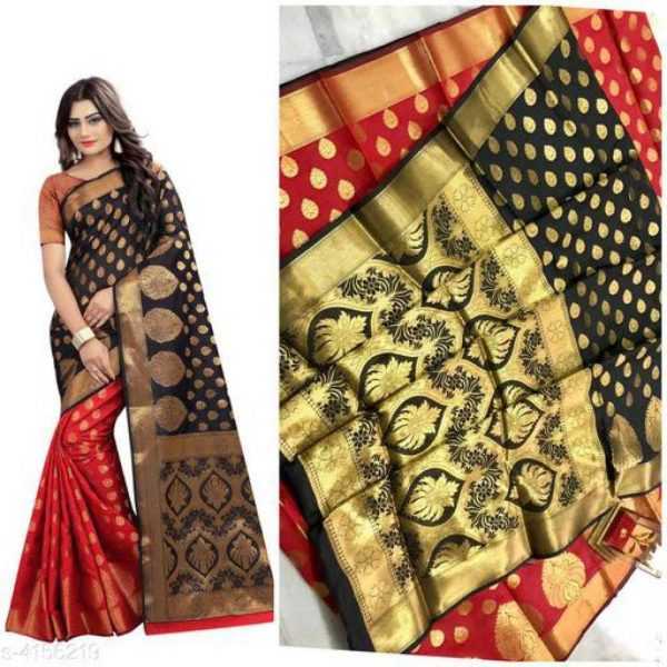 Black & Golden Designer Banarasi Sarees - 1